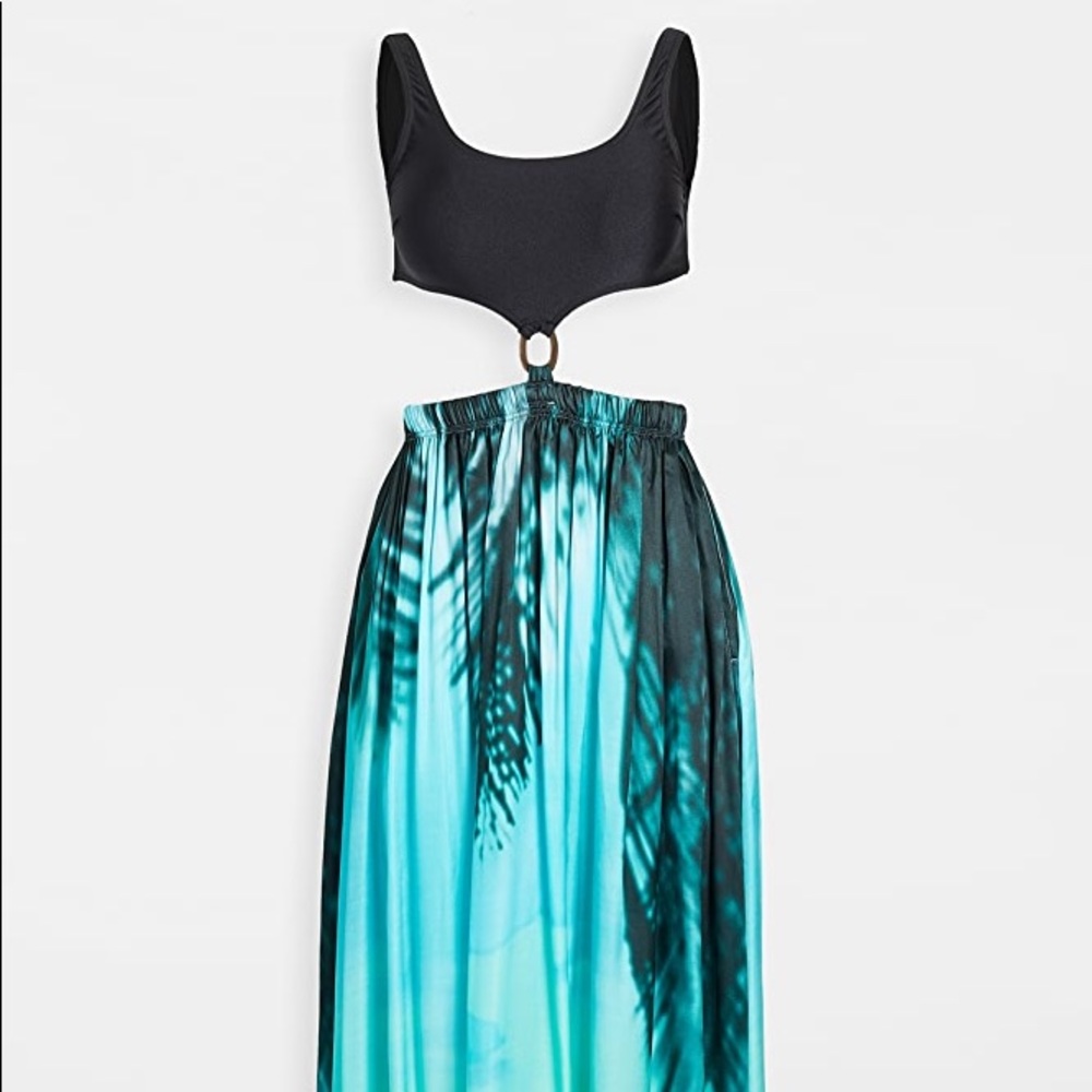 FLOOR LENGTH Leslie Amon Gaia Dress in Acid Sunset Blue. Brand new with tags